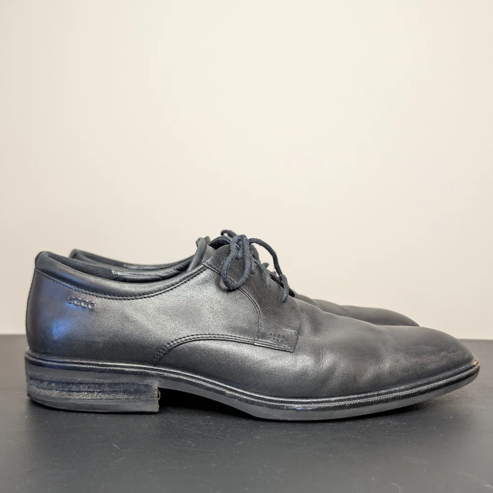 Ecco Citytray Derby Classic Leather Black Dress Shoes Men's EU‎ 43